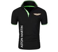 Po.lo Hombre T-Shirt A.s.t.o.n M.a.r.ti.n, camisa Po.lo de manga corta, Camiseta Gimnasio Ultra Ligera y Transpirable, Exteriores(Black,XL)