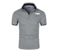 Po.lo Manga Corta Hombre Da.ci-a, Camisetas con Botón Cuello para Running, Ropa Ligera y Respirable para Running Ciclismo, fitness(Grey,S)