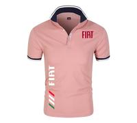 Po.lo Manga Corta Hombre F.I.A.T, Camisa de Po.lo Golf Tenis con Estampado, Ropa Ligera y Respirable para Running Ciclismo, fitness(Pink,XL)