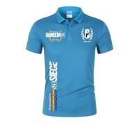 Po.lo Manga Corta Hombre R.a.in.BO.w S.IX S.ie.g.e, Camisetas con Botón Cuello para Running, Camiseta Futbol Atlético Entrenamiento Transpirable, Po-los(Blue,L)