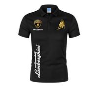 Po.lo Manga Corta L-äm.bör. ghi, Cómodo Po.lo Manga Corta de Tenis, Ropa Ligera y Respirable para Running Ciclismo(Black,XL)