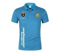 Po.lo Manga Corta L-äm.bör. ghi, Cómodo Po.lo Manga Corta de Tenis, Ropa Ligera y Respirable para Running Ciclismo(Blue,XL)