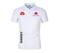 Po.lo Manga Corta MAS-SEY FER-GUSON, Camiseta Botón Cuello con Logotipo, T-Shirts/Po.los/Vests Hombre Camisetas Outdoor(White,M)