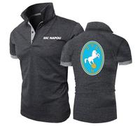 Po.lo Manga Corta SS.C Na.poli，Ajuste Entallado Po.lo Camisa Informales，Ropa de Secado Rápido para Correr Gimnasio(Dark Gray,XL)