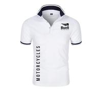 Po.los Hombre Manga Corta Bu-ell, Camisa de Po.lo Cómodo Informal, Camisa de Po.lo Unisex Adulto Camisetas Outdoor, Hombre(White,XL)