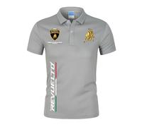 Po.los Hombre Manga Corta Lam -bo.RGhi. ni, Button Placket Po.lo Shirt, Hombre Tamaño King Po.lo Camisetas Outdoor, Tamaño(Grey,4XL)