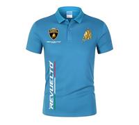 Po.los Hombre Manga Corta Lam -bo.RGhi. ni, Button Placket Po.lo Shirt, Hombre Tamaño King Po.lo Camisetas Outdoor, Po.los(Blue,XXL)