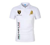 Po.los Hombre Manga Corta Lam -bo.RGhi. ni, Button Placket Po.lo Shirt, Hombre Tamaño King Po.lo Camisetas Outdoor, Po.los(White,XXL)