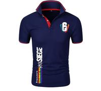 Po.los Manga Corta Hombre BO.w S.ix S.ie.g.e, Button Placket Po.lo Shirt, Athletic Club Po.lo Shirt Camisetas Outdoor(Dark Blue,L)