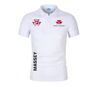 Po-los Manga Corta Hombre MAS-SEY FER-GUSON, Camisetas de Solapa de Ajuste Delgado, Ropa Atlético Entrenamiento Respirable para Verano(White,XXL)