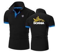 Po.los Manga Corta Hombre Sc A. B, Moderna Po.lo Camisa de Golf Ajuste Entallado, Verano Ropa Ligera y Transpirable, Slim Fit(Black,M)