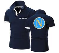 Po.los Manga Corta Hombre SS.C Na.poli，Po.lo Camiseta de Tenis de Ajuste Delgado，Verano Ropa Ligera y Transpirable de Trabajo(Navy Blue,XL)