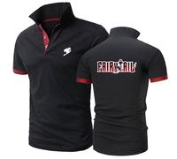 Po.los Manga Corta Hombres Fai-ry Ta-il, Camisetas de Solapa de Ajuste Delgado, Camisetas de Equipación Transpirables Absorbentes, Slim Fit(Black Red,S)