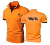Po.los Manga Corta Hombres Fai-ry Ta-il, Camisetas de Solapa de Ajuste Delgado, Camisetas de Equipación Transpirables Absorbentes, Slim Fit(Orange,S)