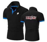 Po.los Manga Corta Hombres Fai-ry Ta-il, Camisetas de Solapa de Ajuste Delgado, Camisetas de Equipación Transpirables Absorbentes, Slim Fit(Black,S)