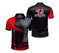 Po.los Manga Corta Hombres Sc A. B， Camisa de Po.lo Golf Tenis con Estampado， Club Po.lo Shirt Hombre Camisetas Outdoor，(Red,4XL)