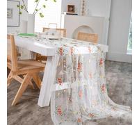 POABXYHD Mantel de Encaje con Bordado Floral de Tul y Flores Pequeñas, Mantel Bohemio de Gasa, Camino de Mesa para Fiestas, Bodas y Cocina - Decoración de Comedor Elegante