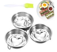 Poacher | 3x Heart & Round Shape Mold - Fried Pancake Mold Cooker, Vapor antiadherente con cepillo para Muffin Breakfast Sandwiches