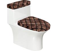 Poadnly Abanicos Art Déco de Oro Rosa sobre Fondo Negro,Juego de 2 Tapas Reutilizables para Inodoro, Resistentes al Polvo y a Las Salpicaduras, Ideales para el baño.