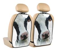Poadnly Animal divertido cabeza de vaca negro blanco,Paquete de 2 alfombrillas protectoras para asiento trasero de coche, organizador duradero para asiento trasero.