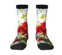 Poadnly Arbusto de rosas rojas impreso,Calcetines de compresión deportivos unisex Medias para adultos.