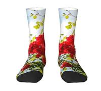 Poadnly Arbusto de rosas rojas impreso,Calcetines de compresión deportivos unisex Medias para adultos.