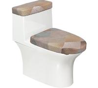 Poadnly Argyle de mármol Color Cobre y Oro Rosa,Juego de 2 Tapas Reutilizables para Inodoro, Resistentes al Polvo y a Las Salpicaduras, Ideales para el baño.