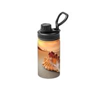 Poadnly Atardecer sobre el mar La caracola,Botella de agua aislada de 12 oz, taza de café de acero inoxidable, termo al vacío, botella de agua
