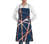 Poadnly Azul marino y cobre de lujo,Delantales de cocina con bolsillos, delantal de chef ajustable e impermeable.