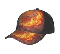 Poadnly Baloncesto en Agua y Fuego,Gorra de béisbol Ajustable, Estilo clásico de papá, Gorra de Camionero