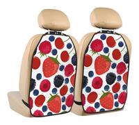 Poadnly Bayas maduras que caen Frambuesas,Paquete de 2 alfombrillas protectoras para asiento trasero de coche, organizador duradero para asiento trasero.