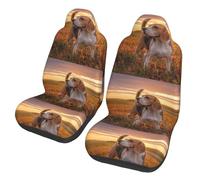 Poadnly Beagle Césped Perros en un Paseo Mascotas Perros Atardecer,Funda para Asiento de Coche Protectores para Asientos Delanteros de Coche, 2 Unidades
