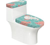 Poadnly Bebé ajolote Kawaii Lindo,Juego de 2 Tapas Reutilizables para Inodoro, Resistentes al Polvo y a Las Salpicaduras, Ideales para el baño.