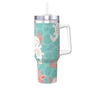 Poadnly Bebé ajolote kawaii lindo,Vaso Ice Bully de 40 oz con asa, tapa, pajita, de acero inoxidable, taza de café para coche.