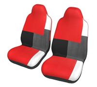 Poadnly Bloque geométrico Rojo, Gris, Negro y Blanco,Funda para Asiento de Coche Protectores para Asientos Delanteros de Coche, 2 Unidades