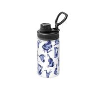 Poadnly Blues Saxofón Piano Violonchelo Bajo,Botella de agua aislada de 12 oz, taza de café de acero inoxidable, termo al vacío, botella de agua