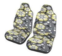 Poadnly Borde nevado con Flores de Estrella Grises y Amarillas,Funda para Asiento de Coche Protectores para Asientos Delanteros de Coche, 2 Unidades