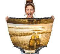 Poadnly Botellas de Cerveza, Playa, Puesta de Sol, Hora Impresa,Ropa Interior Grande para mamá, Ropa Interior novedosa de Gran tamaño, Bragas de Abuela, Regalos de Broma