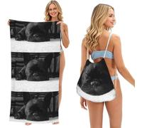 Poadnly Bulldog francés, Bolsa con Toalla Plegable 2 en 1, Toallas de Playa con Mochila de cordón para Viajes, Vacaciones y Acampada
