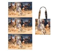Poadnly Caballo Corriendo en el Desierto, Toalla Plegable 2 en 1, Toallas de Playa con Bolsa de Transporte para Viajes, Vacaciones y Camping.