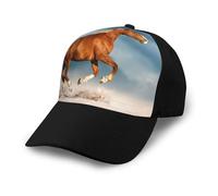 Poadnly Caballo Rojo Corriendo,Gorra de béisbol clásica Ajustable, Gorra de papá, Gorra de Camionero Unisex.
