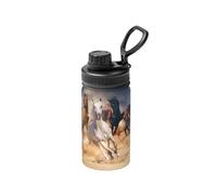 Poadnly Caballo salvaje corriendo contra la tormenta de arena,Botella de agua aislada de 12 oz, taza de café de acero inoxidable, termo al vacío, botella de agua