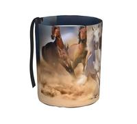 Poadnly Caballo salvaje corriendo contra la tormenta de arena,Cubo de basura colgante para coche, resistente al agua, ideal para acampar y viajar.