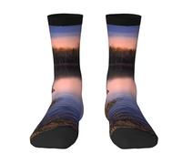 Poadnly Cabaña de otoño, lago, pareja, ciervos, bosques, diseño,Calcetines de compresión deportivos unisex Medias para adultos.