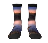 Poadnly Cabaña de otoño, lago, pareja, ciervos, bosques, diseño,Calcetines de compresión deportivos unisex Medias para adultos.