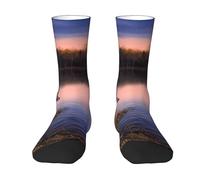 Poadnly Cabaña de otoño, lago, pareja, ciervos, bosques, diseño,Calcetines de compresión deportivos unisex Medias para adultos.