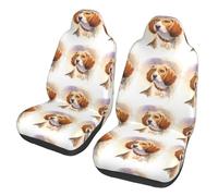 Poadnly Cabeza de Beagle en Acuarela,Funda para Asiento de Coche Protectores para Asientos Delanteros de Coche, 2 Unidades
