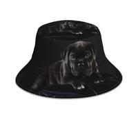 Poadnly Cachorro Cane Corso Negro,Sombrero Tipo Pescador para Adultos, Sombrero de Sol Reflectante para Correr de Noche, Gorra de Pescador