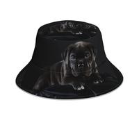 Poadnly Cachorro Cane Corso Negro,Sombrero Tipo Pescador para Adultos, Sombrero de Sol Reflectante para Correr de Noche, Gorra de Pescador