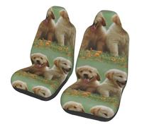 Poadnly Cachorros de Labrador Retriever Amarillo,Funda para Asiento de Coche Protectores para Asientos Delanteros de Coche, 2 Unidades